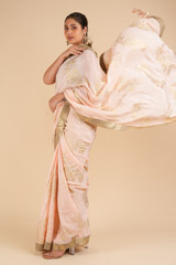 Salmon Crepe Saree Set646 video